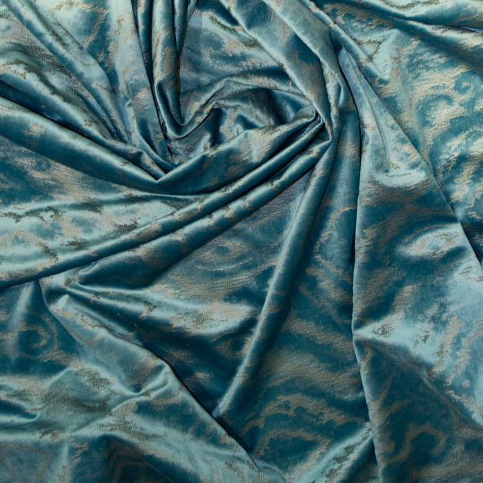 Set draperii Velaria catifea turcoaz cu imprimeu, 2x150x265 cm [3]