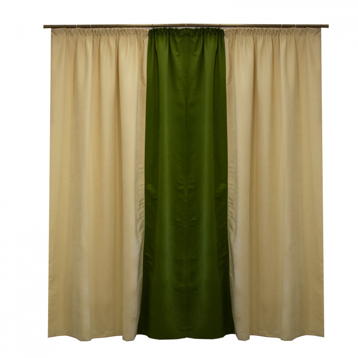Set draperii Velaria suet verde cu ivoire, 2x145x250 cm [2]
