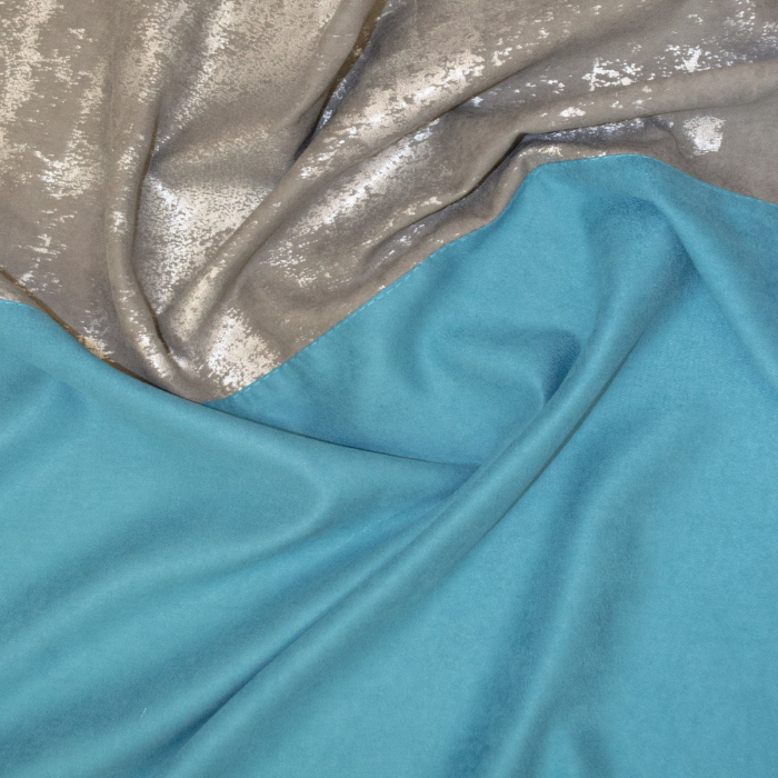 Set draperii Velaria suet turcoaz cu gri, 2x120x250 cm [4]