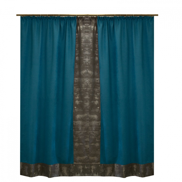 Set draperii Velaria suet turcoaz cu gri, 2x120x250 cm [2]