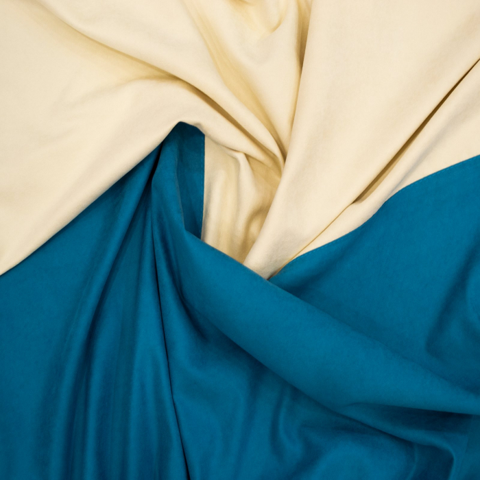 Set draperii Velaria suet ivoire cu turcoaz, 2x135x180 cm [3]