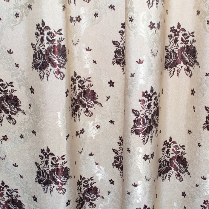Set draperii Velaria bej cu trandafiri wenge, 2x140x245 cm [3]