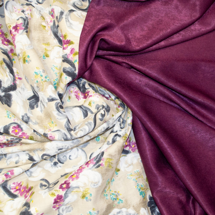 Set draperii Velaria floral cu parte mov, 2x175x260 cm [2]