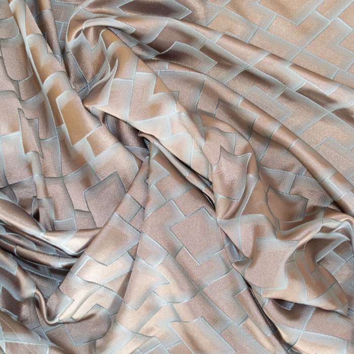 Set draperii Velaria tafta bej cu romburi turcoaz, 2*140x260 cm [6]