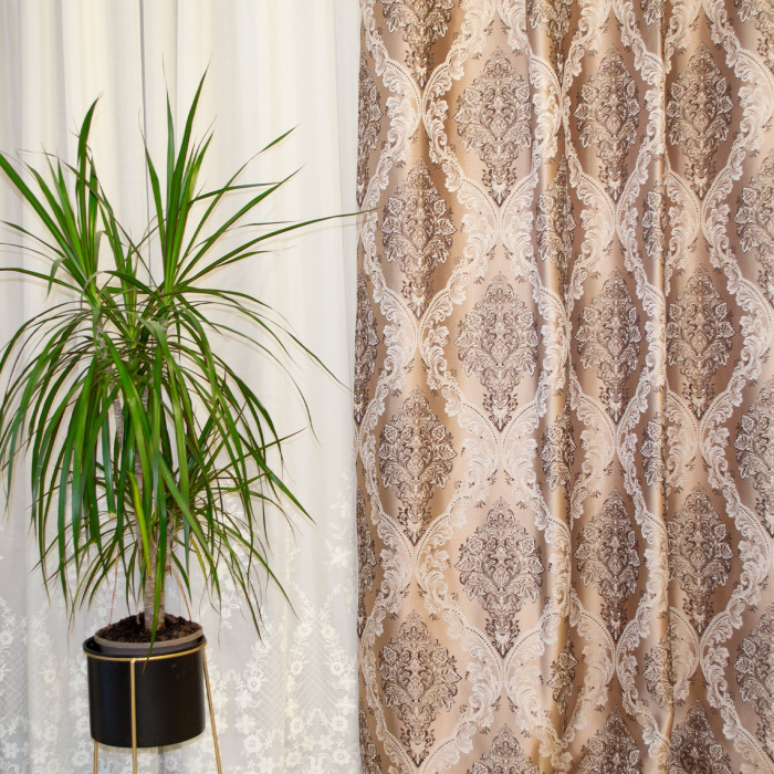Set draperii Velaria tafta bej cu capse, 2x150x260 cm [3]