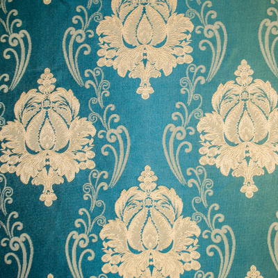 Set draperii Velaria tafta turcoaz cu baroc bej, 2*115x245 cm [5]