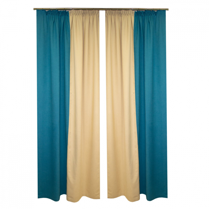 Set draperii Velaria turcoaz cu bej, 2x140x260 cm [2]