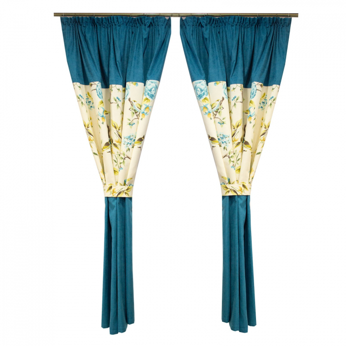 Set draperii Velaria turcoaz cu imprimeu, 2x175x190 cm [3]