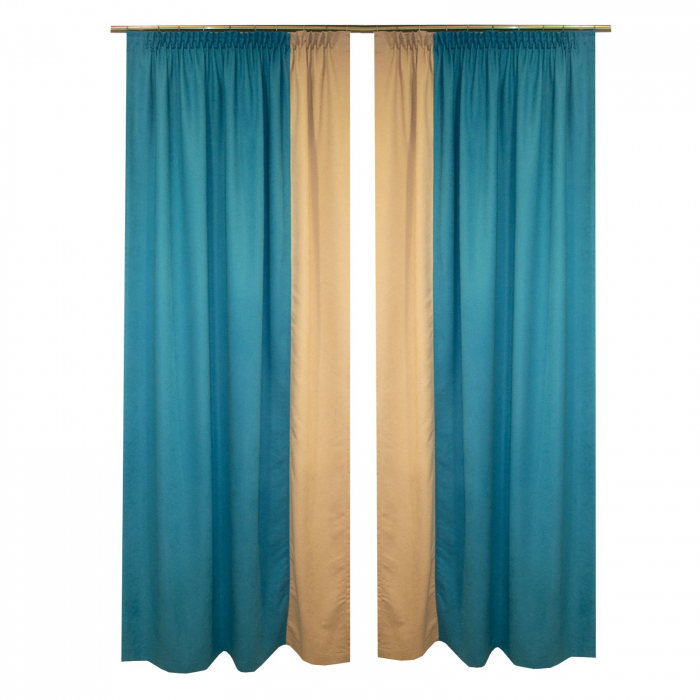 Set draperii Velaria turcoaz cu bej, 2x150x260 cm [2]