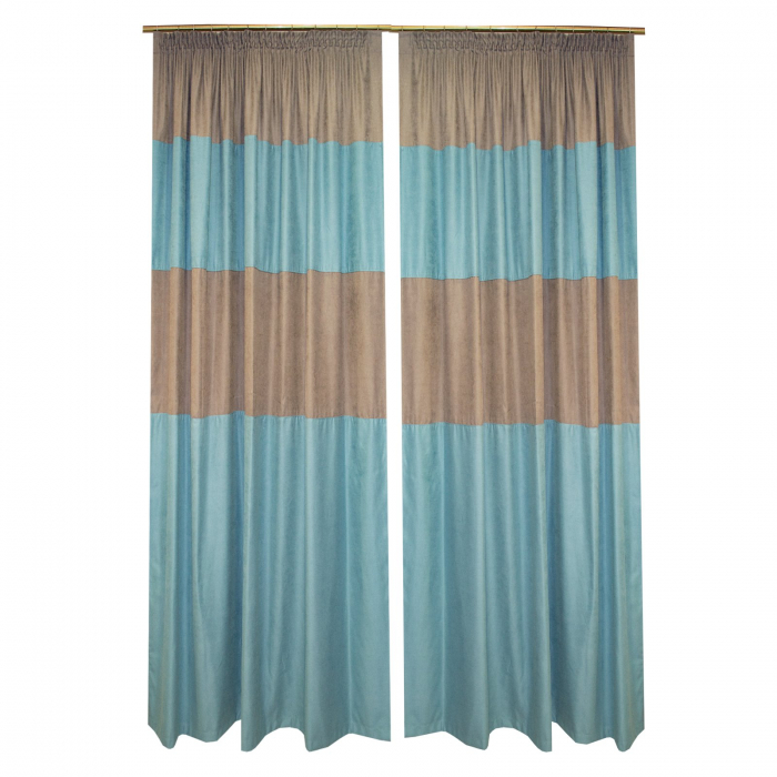 Set draperii Velaria turcoaz cu gri, 2x190x240 cm [2]