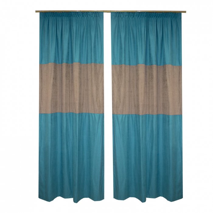 Set draperii Velaria turcoaz cu gri, 2x130x240 cm [2]
