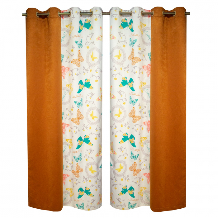 Set draperii Velaria fluturi caramizii, 2x135x230 cm [3]