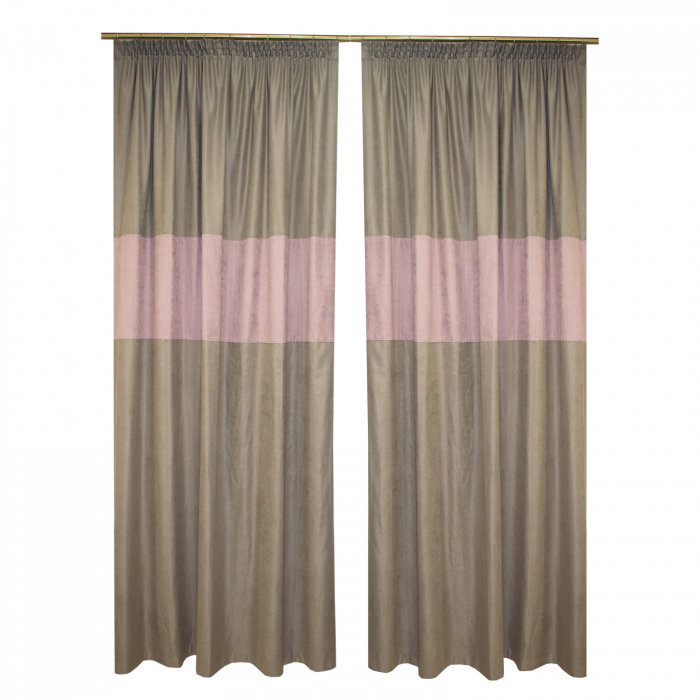 Set draperii Velaria gri cu dungi lila, 2x155x245 cm [2]