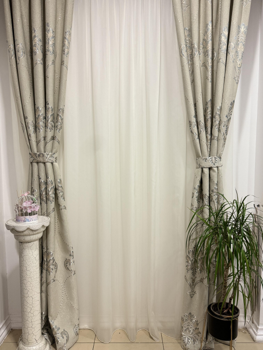 Set Velaria voal premium si tafta Baroc gri [1]