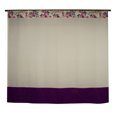 Perdele clasic - Perdea din in cu flori mov, 170x145 cm