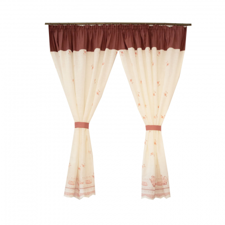 Perdea Velaria de bucatarie cu cesti roz, 270x170 cm [0]