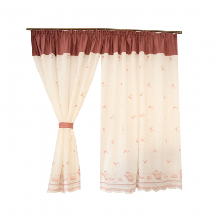 Perdea Velaria de bucatarie cu cesti roz, 270x170 cm [3]