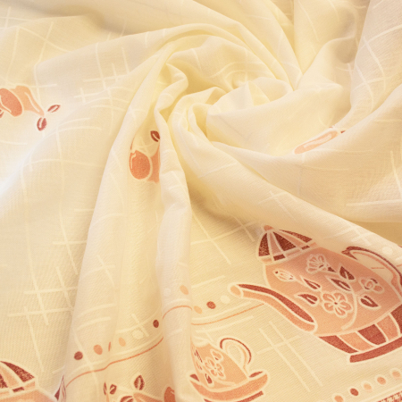 Perdea Velaria de bucatarie cu cesti roz, 270x170 cm [1]