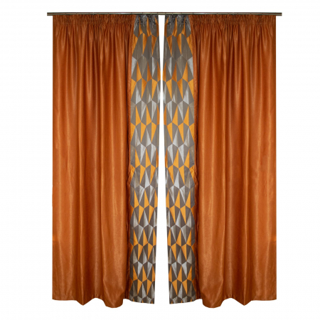 Set draperii Velaria portocalii cu modele geometrice, 2*140x265 cm [0]