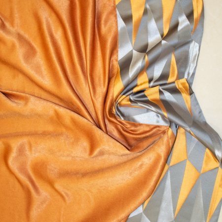Set draperii Velaria portocalii cu modele geometrice, 2*140x265 cm [2]