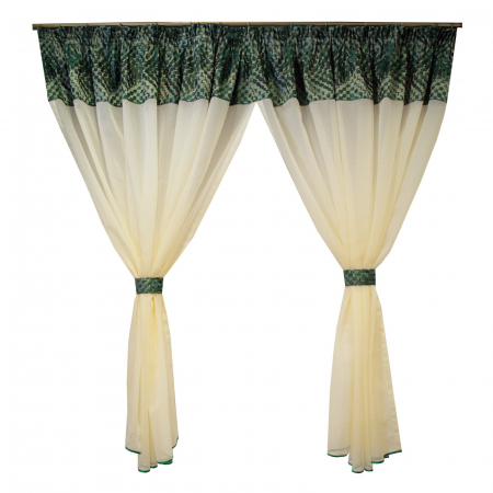 Perdele bucatarie - Perdea de bucatarie ivoire cu verde, 400x165 cm