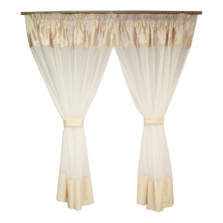 Perdea de bucatarie ivoire cu imprimeu baroc, 300x150 cm [0]