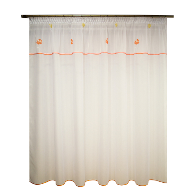 Perdele - Perdea voal alb cu flori portocalii, 230x155 cm