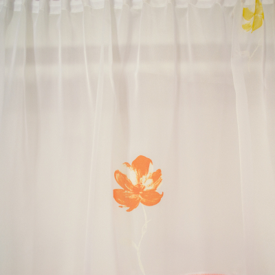 Perdea voal alb cu flori portocalii, 280x165 cm [1]