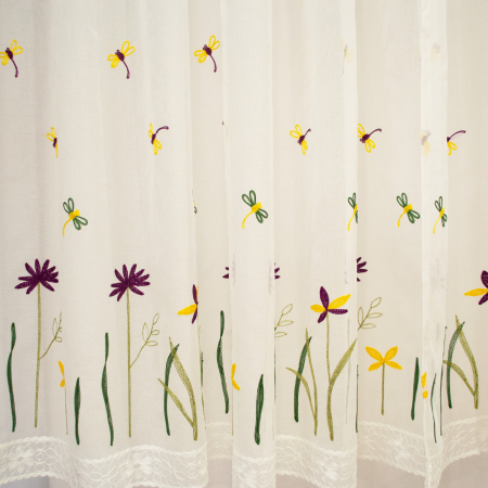 Perdea de bucatarie cu imprimeu brodat cu libelule, 300x165 cm [1]