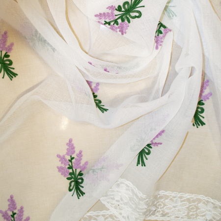 Perdea de bucatarie cu imprimeu brodat cu lavanda, 300x165 cm [2]