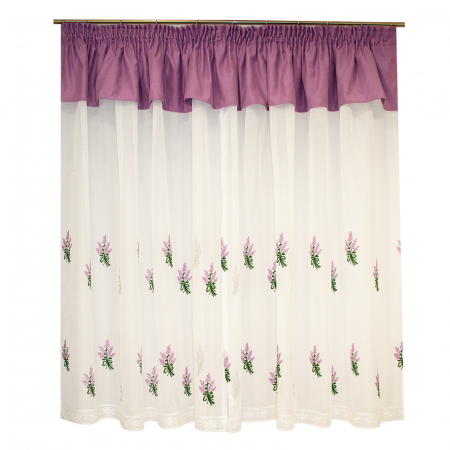 Perdea de bucatarie cu imprimeu brodat cu lavanda, 300x165 cm [3]