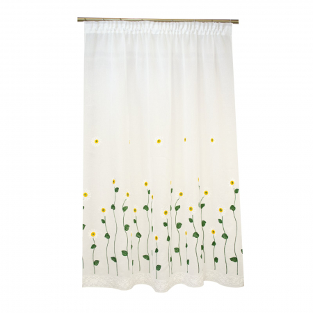 Perdele bucatarie - Perdea  Velaria de bucatarie cu imprimeu brodat cu margarete, 300x200 cm