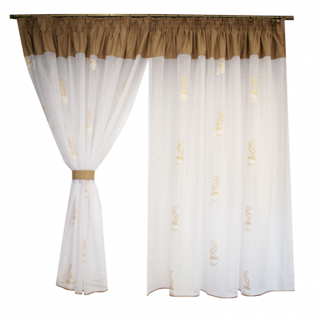 Perdea de bucatarie cu cesti bej, 380x160 cm [3]