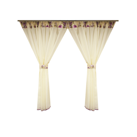 Perdele - Perdea de bucatarie cu imprimeu floral, 435 x 155 cm