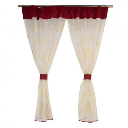 Perdea de bucatarie cu imprimeu floral auriu, 180x140 cm [0]