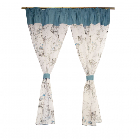 Perdea de bucatarie cu imprimeu urban, 175x145 cm [0]