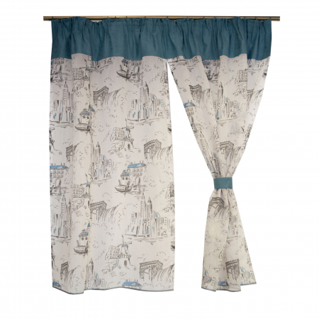 Perdea de bucatarie cu imprimeu urban, 175x145 cm [2]