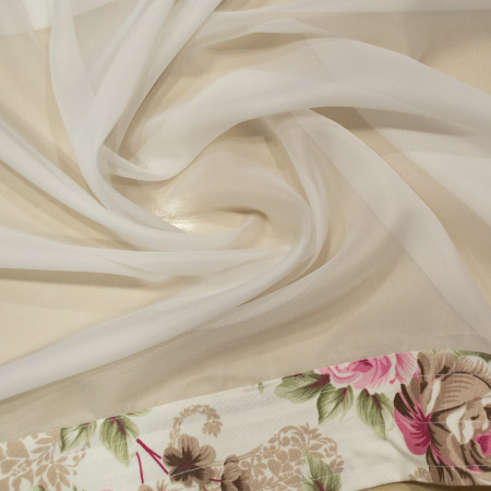 Perdea de bucatarie din voal unt cu flori, 360x185 cm [1]