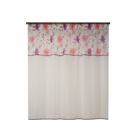 Perdele bucatarie - Perdea Velaria voal cu flori colorate, 210x150 cm