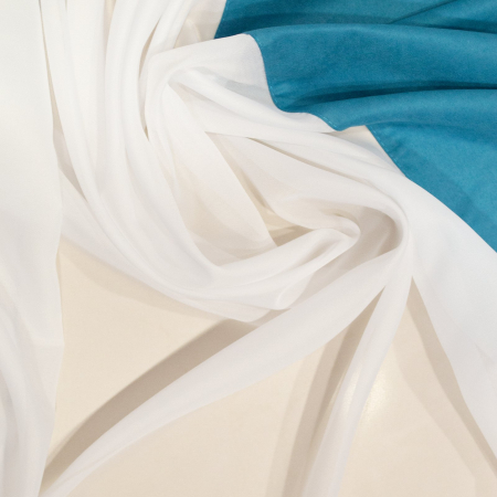 Perdea de bucatarie alba cu flori turcoaz, 420x170 cm [1]