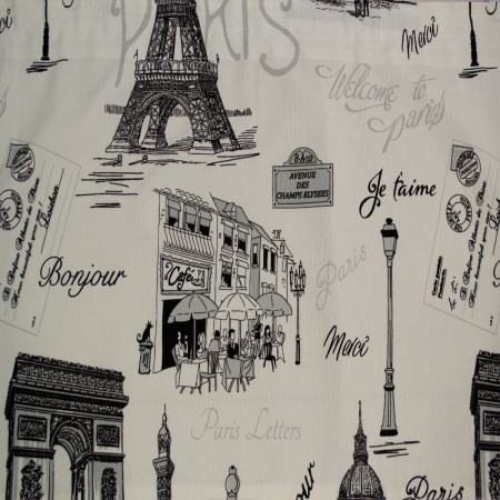 Perdea de bucatarie in ivoire cu imprimeu urban, 320x170 cm [2]