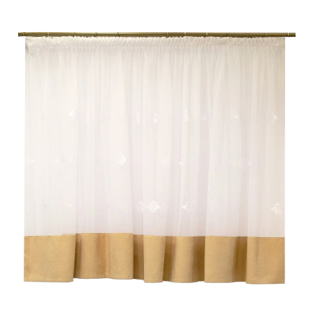 Perdele Outlet - Perdea de bucatarie tiul alb brodat, 300x160 cm