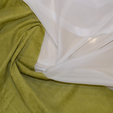 Perdea Velaria voal alb si suet verde, 145x165 cm [1]