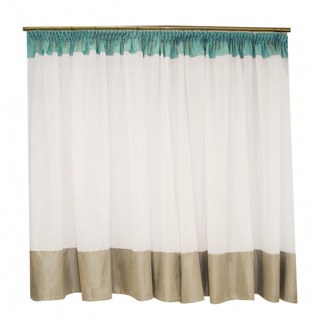 Perdea de bucatarie Velaria in alb cu imprimeu turcoaz, 400x155 cm [1]