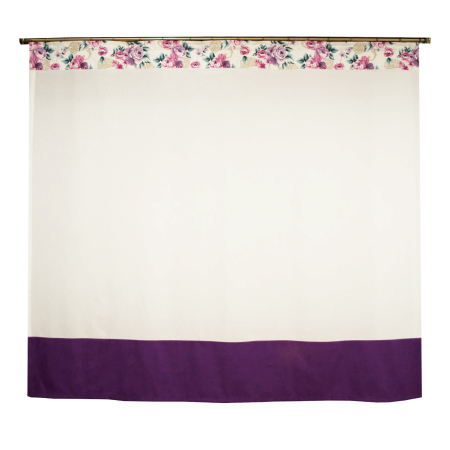 Produse - Perdea din in cu flori mov, 170x145 cm