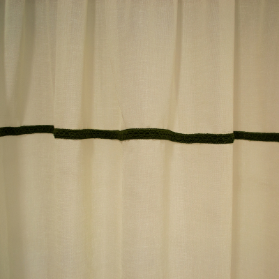 Perdea din in ivoire cu banda verde, 400x165 cm [2]