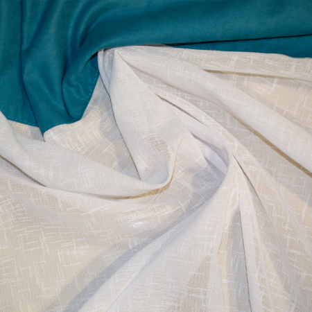 Perdea Velaria in alb cu bordura turcoaz, 210x150 cm [1]