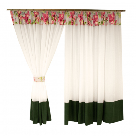 Perdea Velaria alba cu bordura verde, 400x145 cm [2]