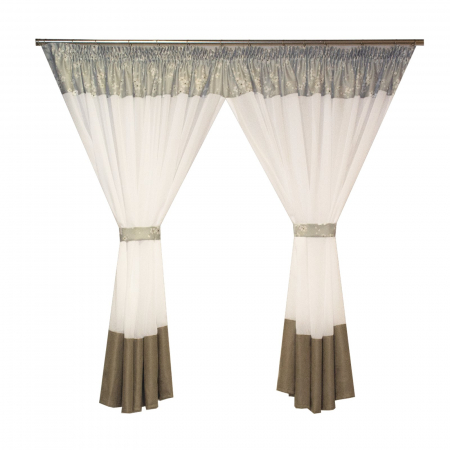 Perdele bucatarie - Perdea Velaria alba cu flori, 400x150 cm