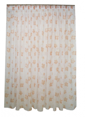 Perdele clasic - Perdea Velaria, alba cu flori portocalii, 400x245 cm